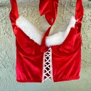 Y2k red velvet corset top